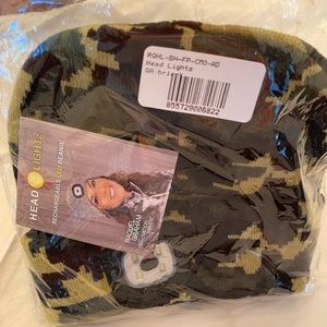 Headlightz Beanies with USB removable, rechargeable LED light. 2 brand new.